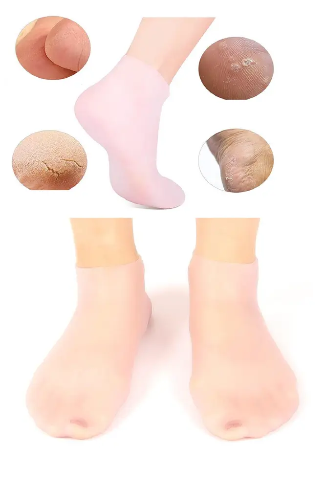 1 çift jel topuk nemlendirici çorap ayak bakımı çatlama koruyucu çorabı 3