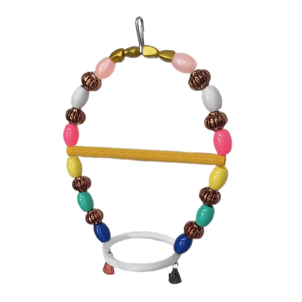 Renkli Boncuklu Oval Hlı Papağan Salıncağı 15 cm-23 cm 5