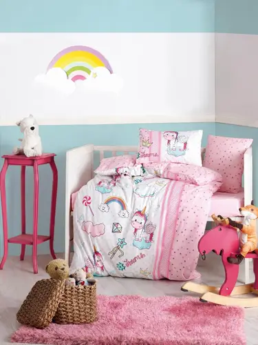 Bebek Nevresim Takımı Unicorn Pembe