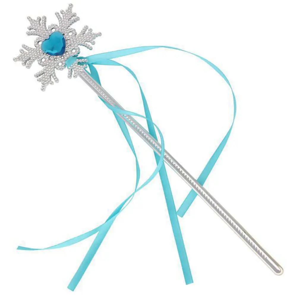 Kar Taneli Mi Kalp Taşlı Saten Kurdeleli Karlar Ülkesi Elsa Asası Sopası 34 cm