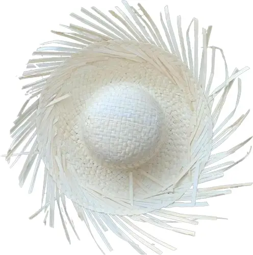 Tropikal Parti Beyaz Hasır Hawaii Şapkası 13x36 cm
