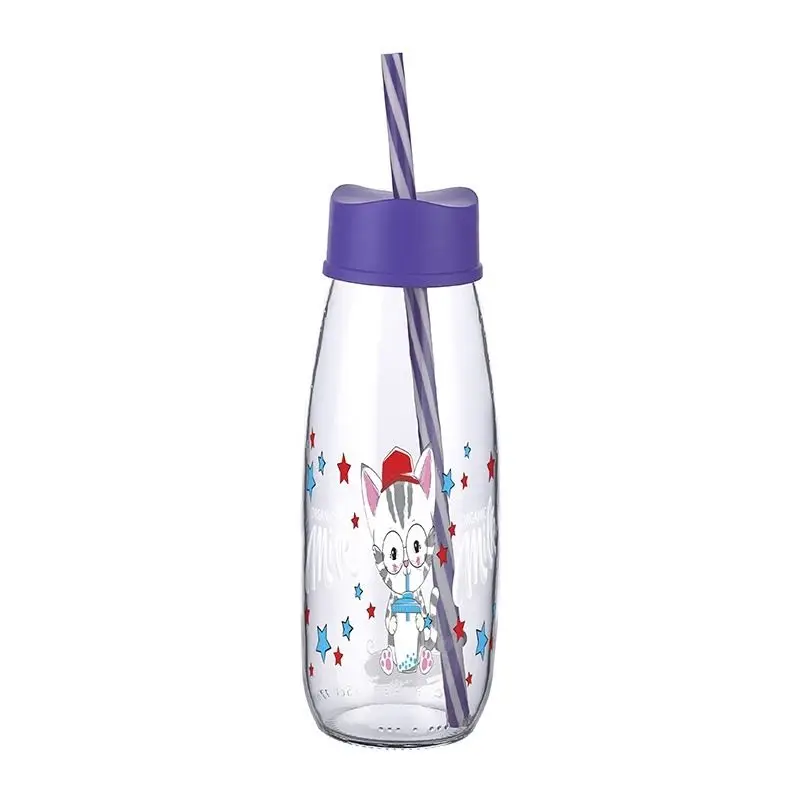 Hayvan Figürlü Pipetli Su Ve Süt Şişesi Cam 500 ML 4