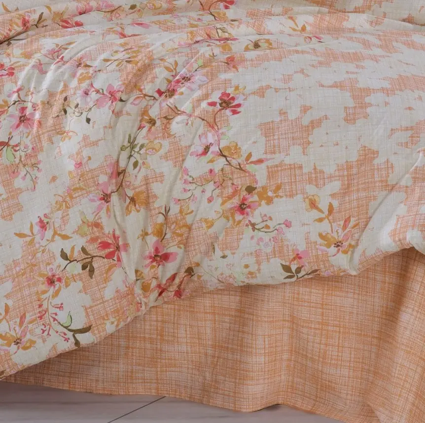 Çift Kişilik Poplin Nevresim Lily Somon 4
