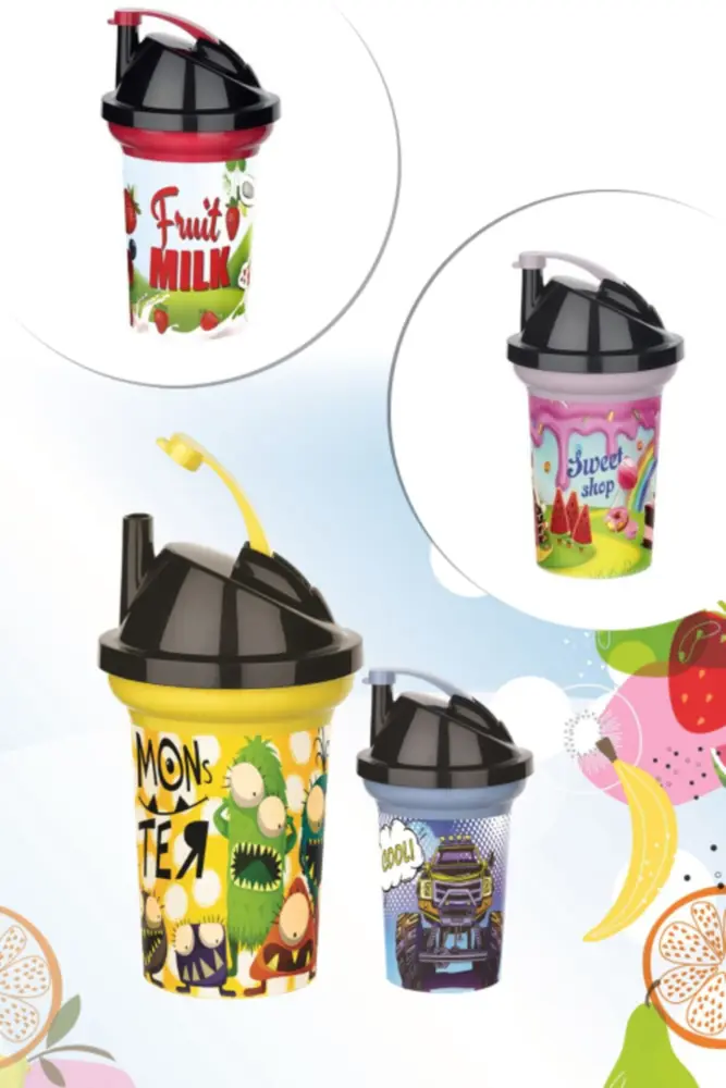 Tedy Pipetli Çuk Içecek Bardağı Desenli Bardak 300ml 3