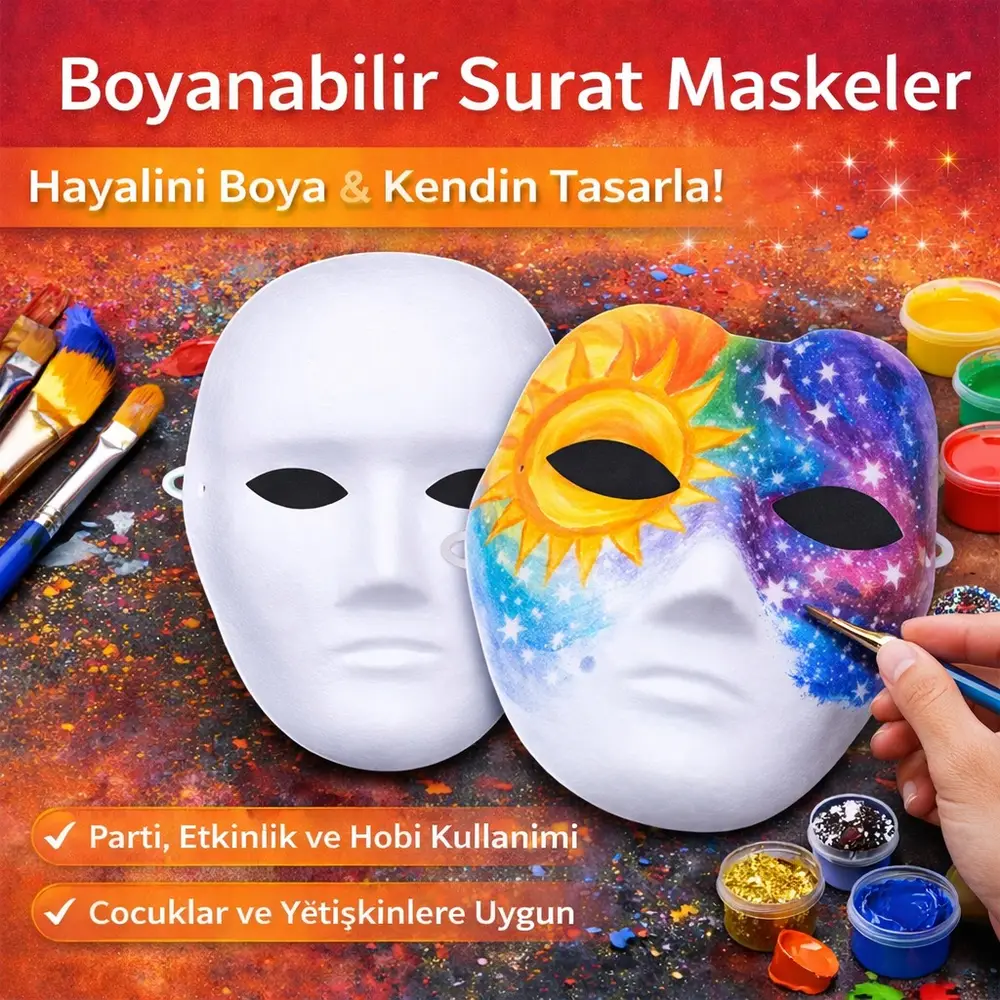 Boyanabilir Surat Model Maske – Lastikli | Kendin Tasarla 2