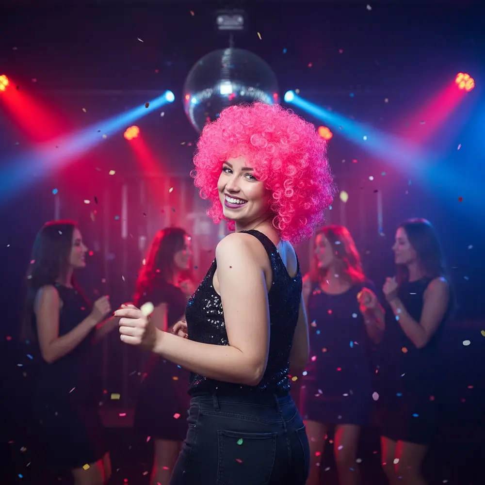Animasyon Parti Ve Palyaço Peruğu / Neon Pembe 2