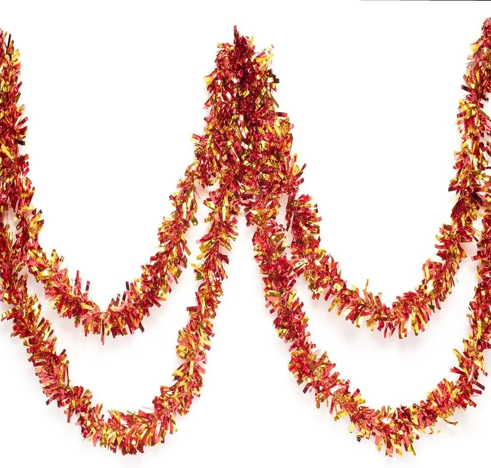 Kırmızı Altın Renk 4 cm Genişlik Garland Çift Renk Sim Süs 180 cm 3