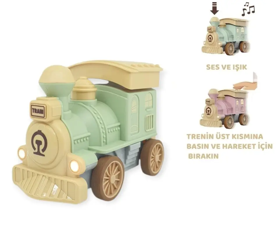 Oyuncak Tren Işıklı Sesli Bas Gitsin 14cm - YEŞİL - 8068A - 1 ADET 4