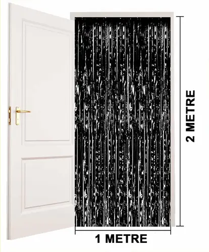 Siyah Renk Ekstra Metalize Parlak aklı Arka Fon Perde İthal A Kalite 1x2 Metre
