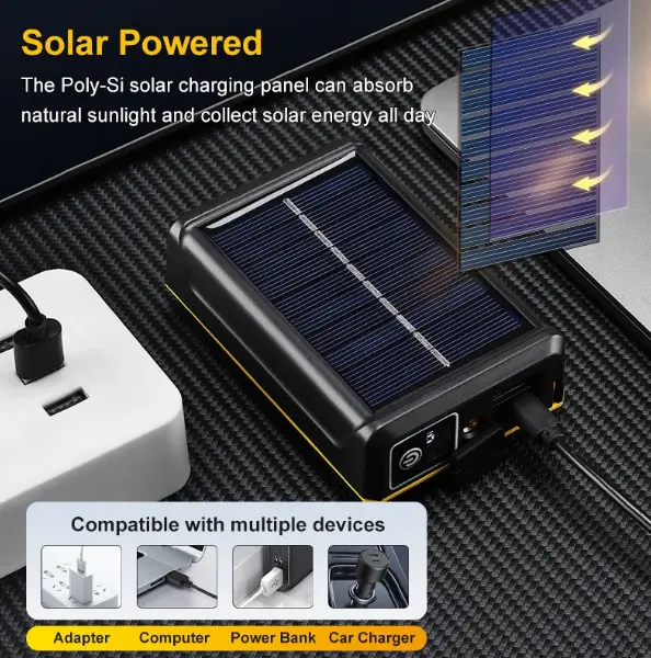 F.B.I Pro F-3003 Alüminyum PM10-TG LED Type-C Powerbank ve Solar Şarjlı Kamp Kafa Feneri 3