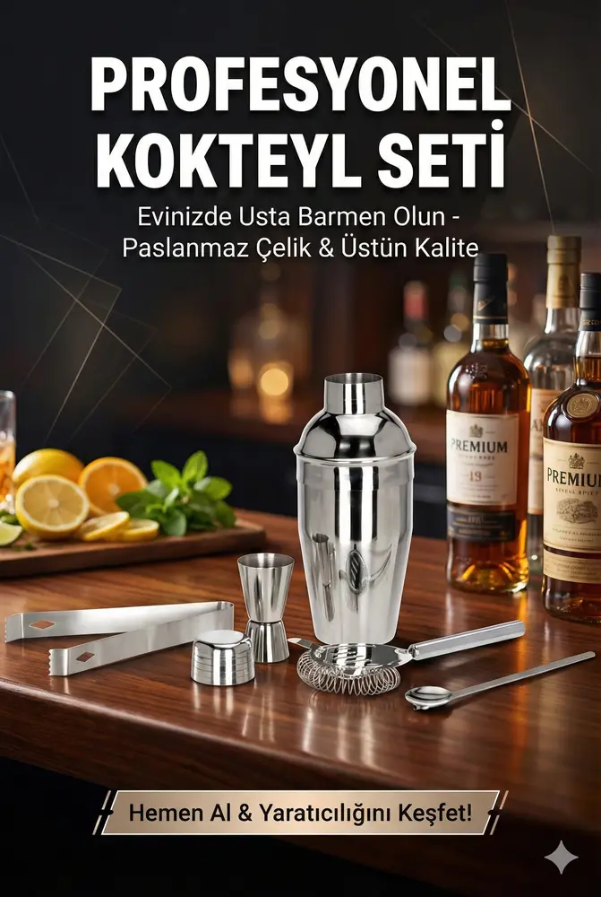 5 Parça Kokteyl Hazırlama Seti 550 Ml 4