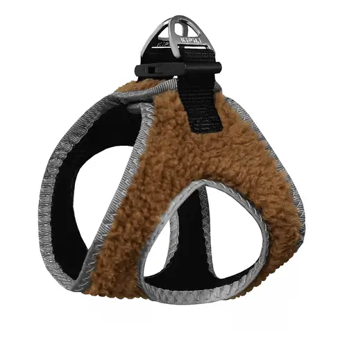 Üç Kilitli Kürklü Kedi Köpek Göğüs Tasması 20-24 cm -Small Kahverengi