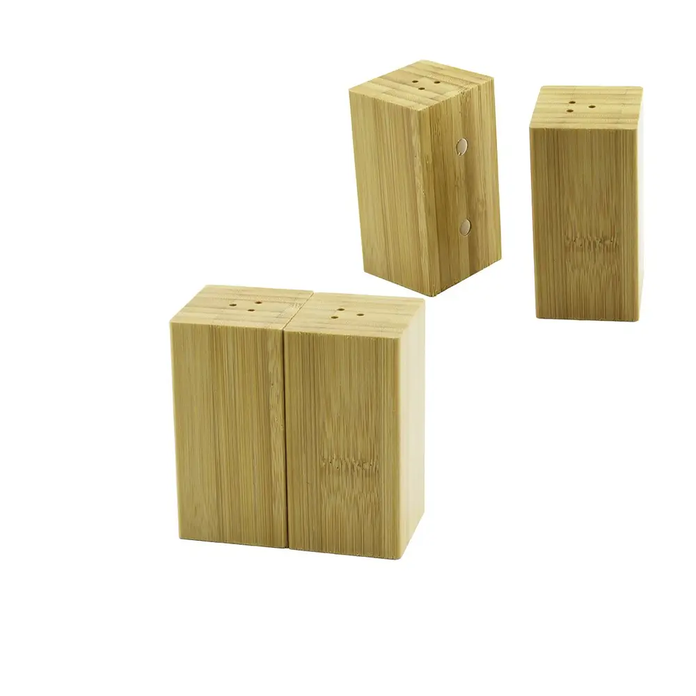 BAHARATLIK TUZLUK 4.5X5CM Y:9CM 2Parça MIKNATISLI İKİZ AHŞAP BAMBU BAHARATLIK TUZLUK