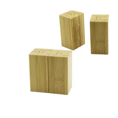BAHARATLIK TUZLUK 4.5X5CM Y:9CM 2Parça MIKNATISLI İKİZ AHŞAP BAMBU BAHARATLIK TUZLUK