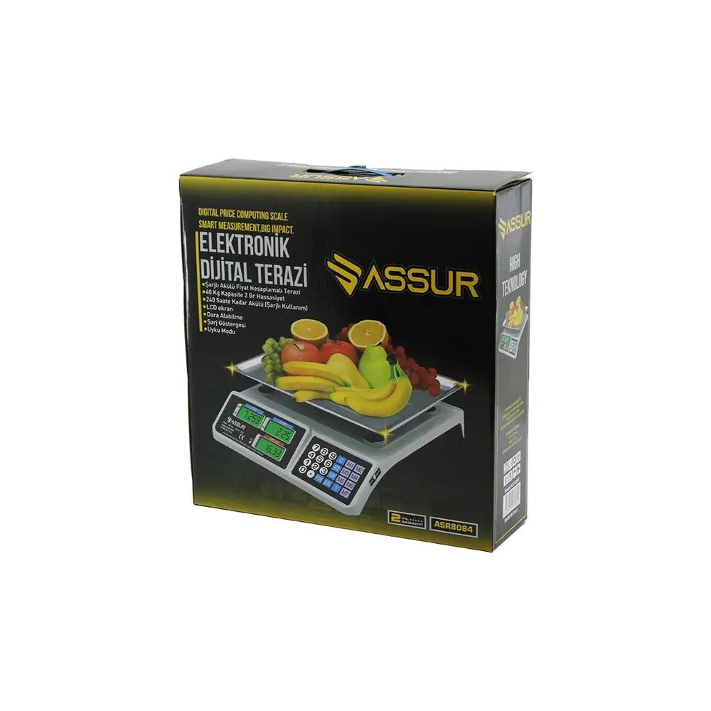 BÜYÜK DİJİTAL KARPUZ TERAZİ TARTI 40KG/2GR 7 FİYAT HAFIZASI FİŞ ŞARJLI ACS-809T