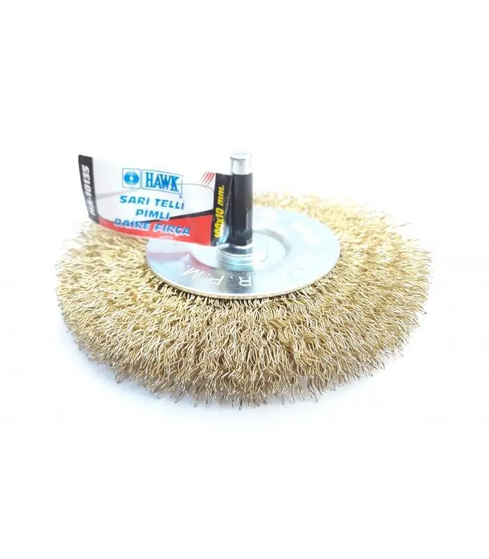HA10135 Pimli Sarı Tel Daire Fırça 100x10 mm
