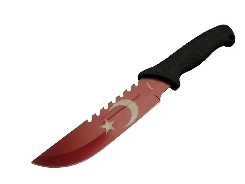 Ayyıldız MF033 RD Kırmızı Bıçağı 31cm - Testere Detaylı Bıçak, Oluklu, Kılıflı, Plastik Sap