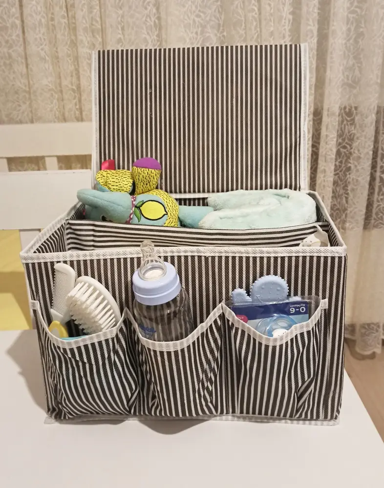 Tutturma Aparatlı Bebek Beşik Başucu Düzenleyici Kapaklı 5 Bölmeli Organizer 3