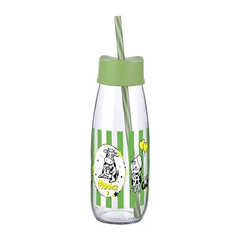 Hayvan Figürlü Pipetli Su Ve Süt Şişesi Cam 500 ML 5