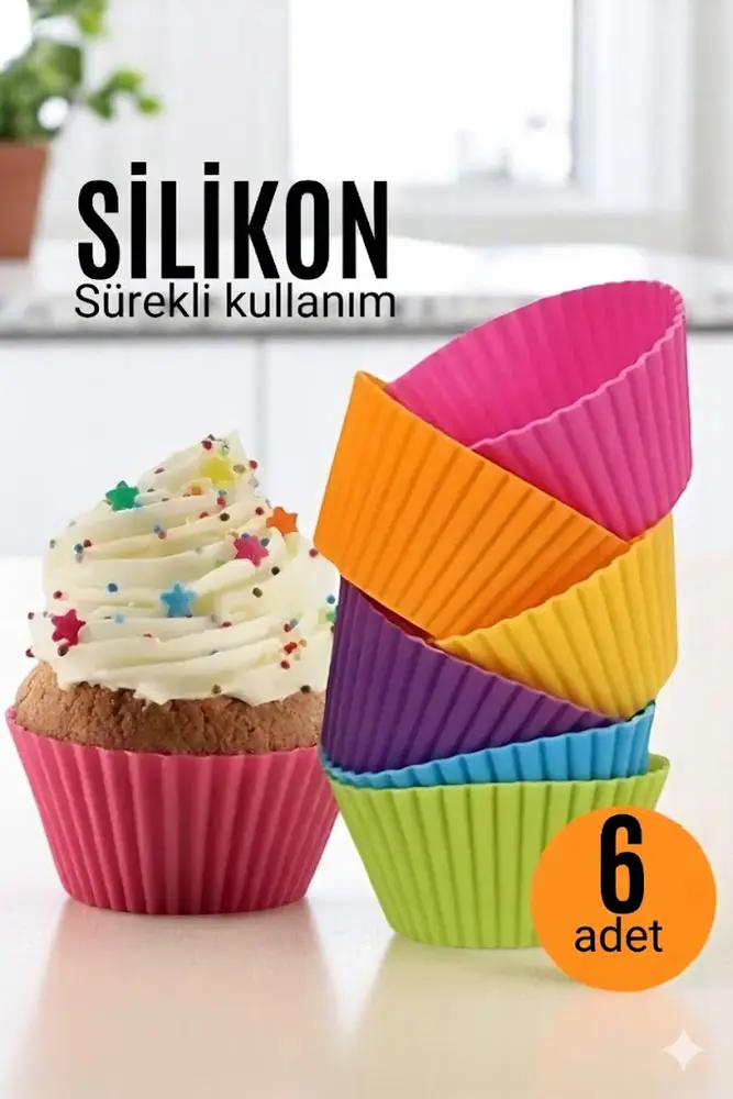 Muffin Kalıbı - Sürekli Kullanım Muffin Kek Kalıbı 6 ADET 2