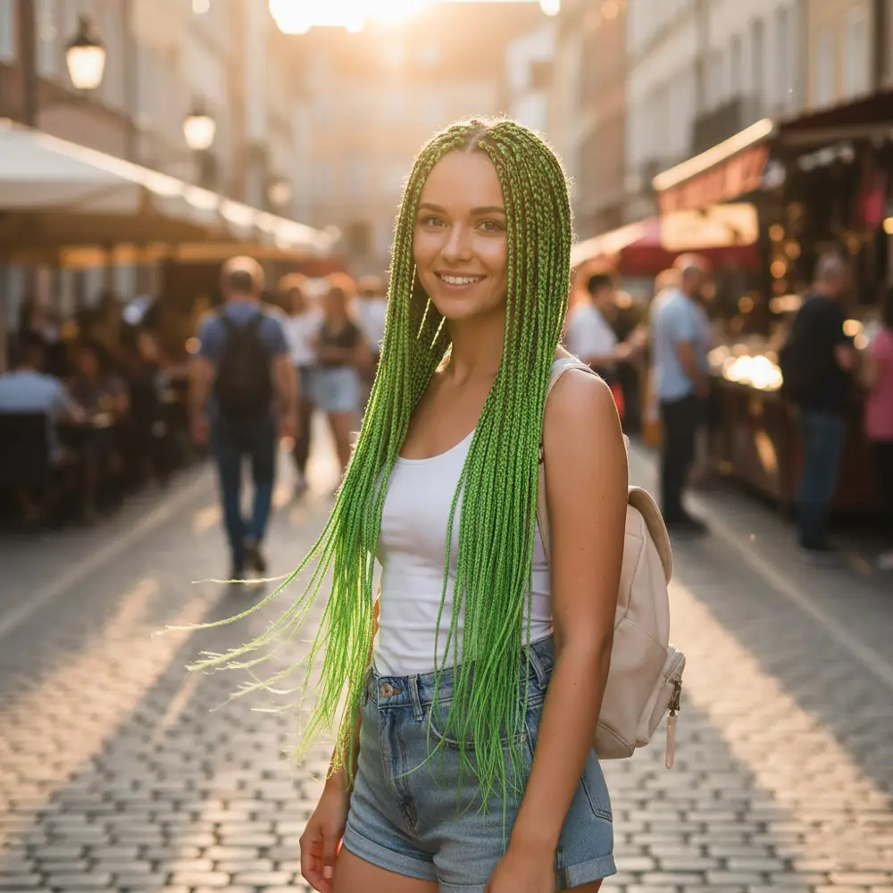 Afrika Örgüsü Ve Rasta İçin Sen / Neon Yeşil 2