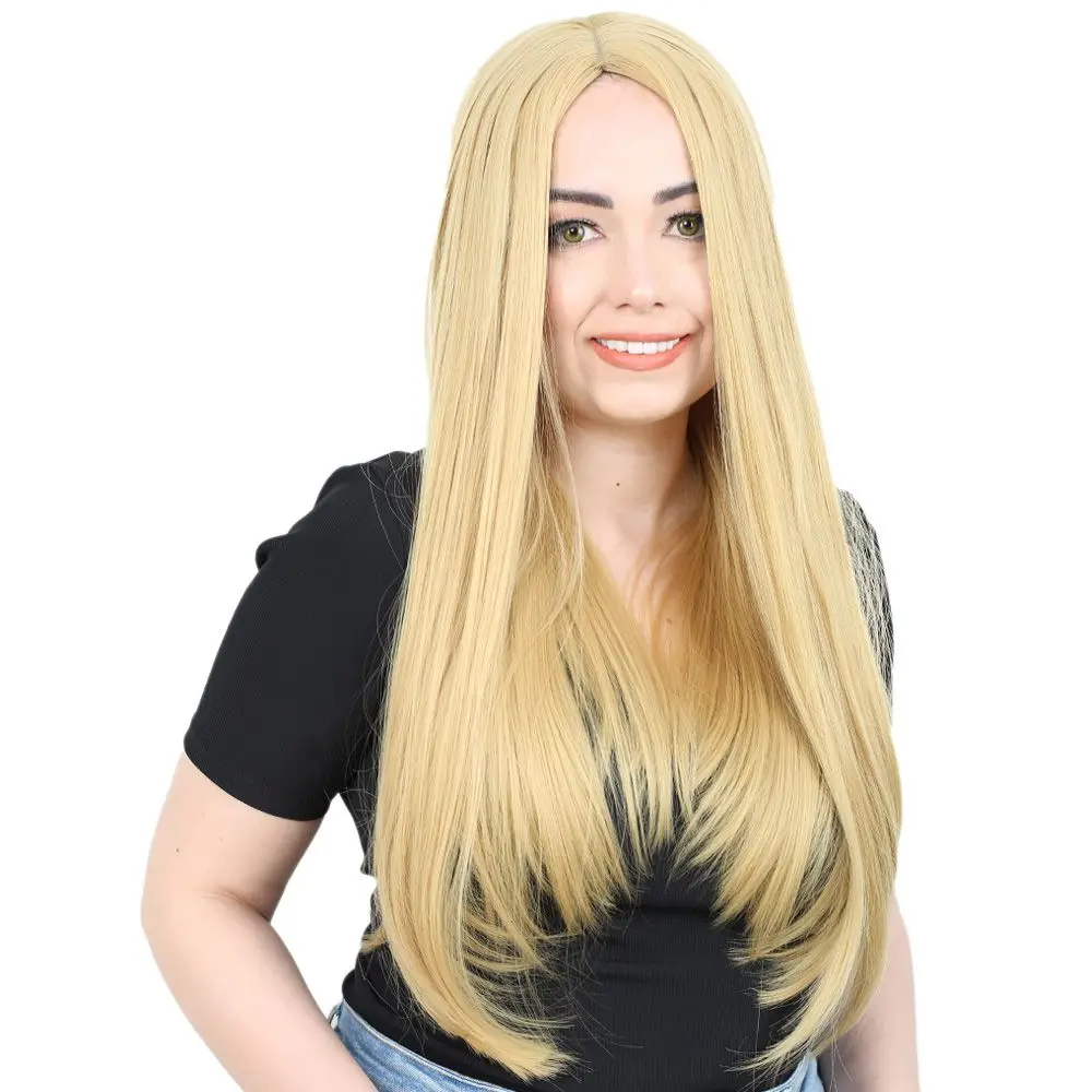 Fiber Sen Uzun Düz Peruk / Sarı 2