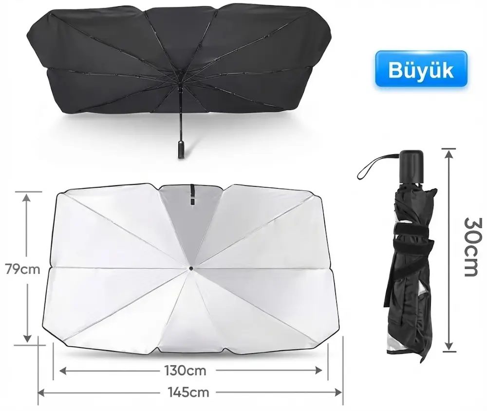 Araba Güneş Göe Koruyucu Şemsiye Oto Ön Cam Güneşlik(145cm*79cm) 3