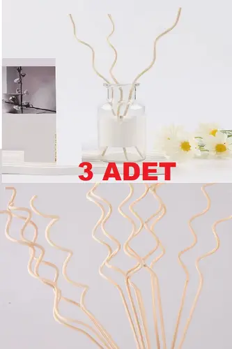 3 Adet Daalı Model Aromaterapi Dağıtıcı Rattan Sopa- Ev Dekor Şişe - Koku Yağı Ahşap Difüzör Çubuk
