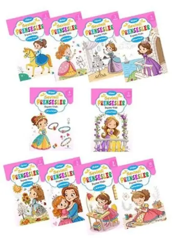 Sevimli Prensesler Boyama Kitabı  Çıkartmalı (10  Set)