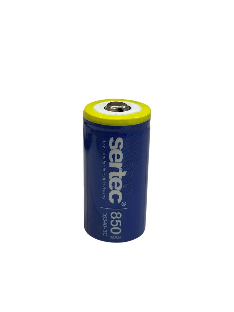 Sertec 3.7V Li-ion 16340 - 850 mAh 3C Başlı Şarjlı Pil