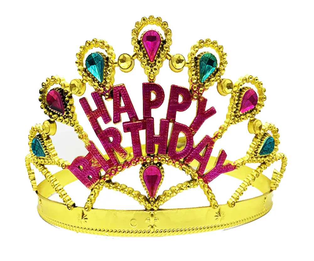 Altın Renk Happy Birthday Yazılı Doğum Günü Tacı 60 cm 2