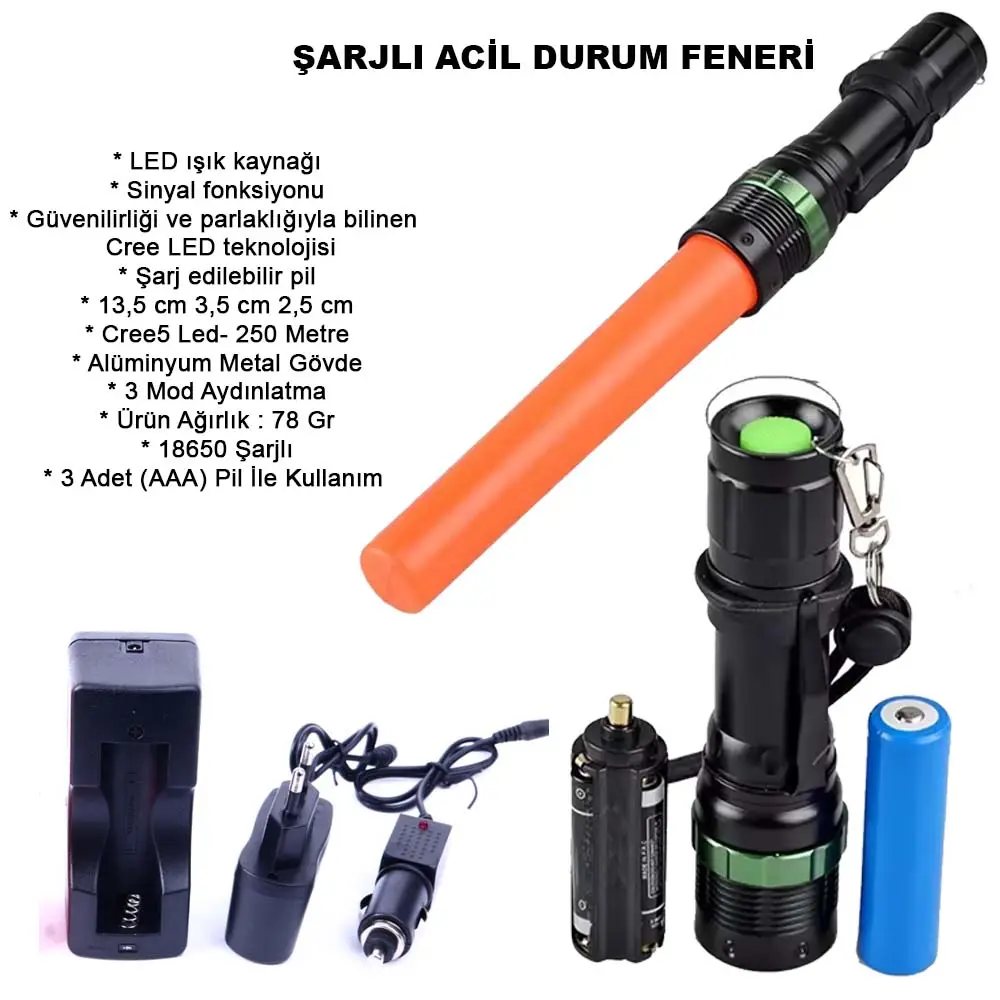 Sinyalli Acil Durum EL Feneri Cree5 Wt-262
