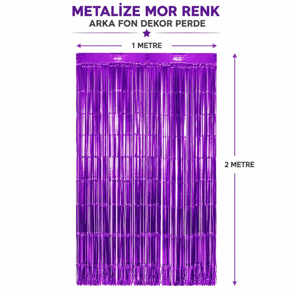 Mor Metalize Parti Perdesi 100x200 cm – Kapı ve Arka Fon Perdesi