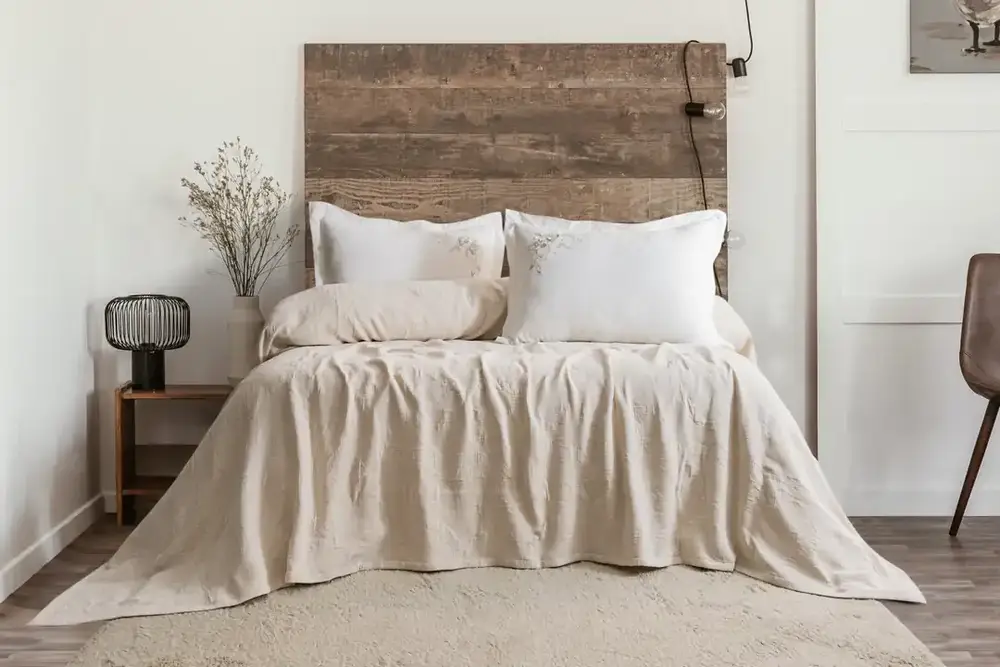 Şaheser Home Collection Yatak Örtüsü Seti Çift Kişilik Derek Bej 2