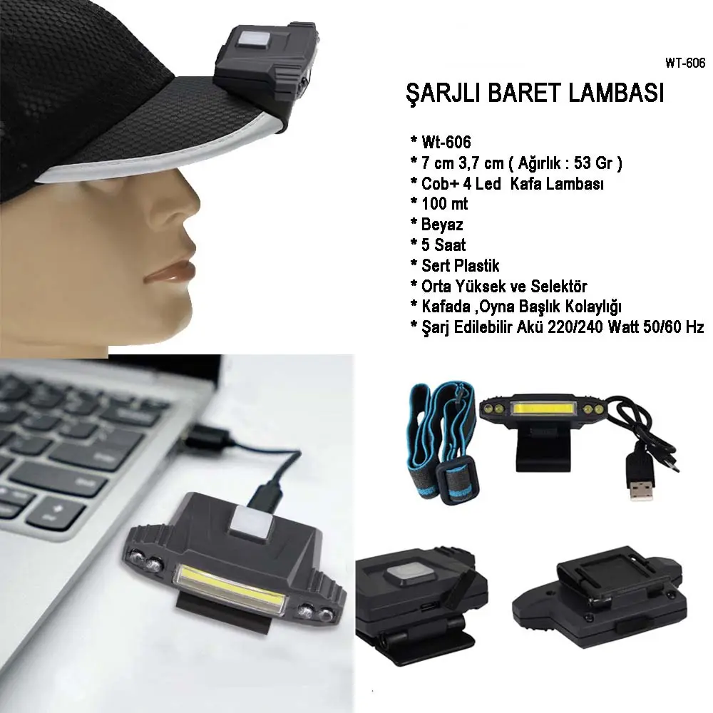 Şarjlı Baret Lambası Wt-606 2