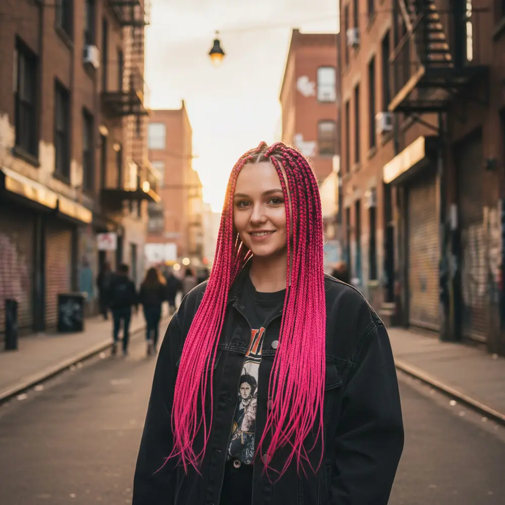 Afrika Örgüsü Ve Rasta İçin Sen  / Neon Pembe 2