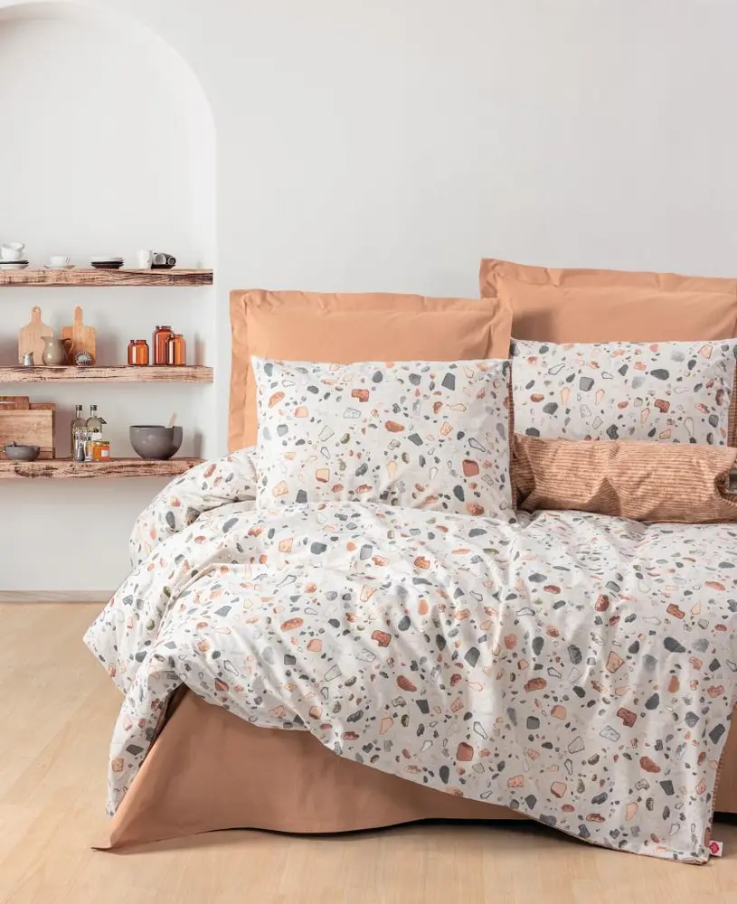 Minimal Çift Kişilik Nevresim Takımı Oniks Karamel 2