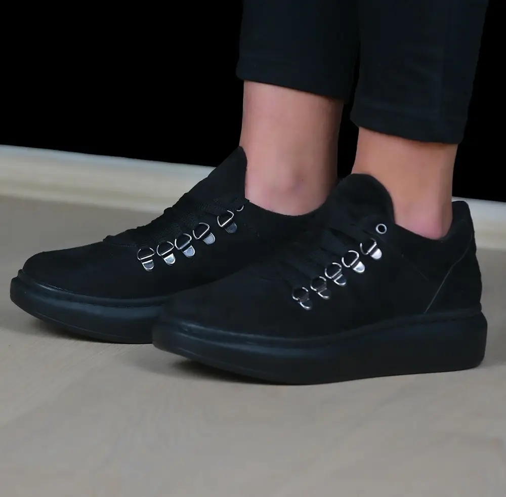 KADIN SPOR CASUAL SÜET AYAKKABI SİYAH RENK 5