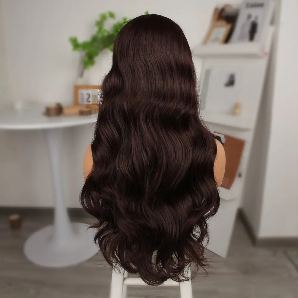 Kahve Karamel Fiber Sen Geniş Daalı Tül Peruk 5
