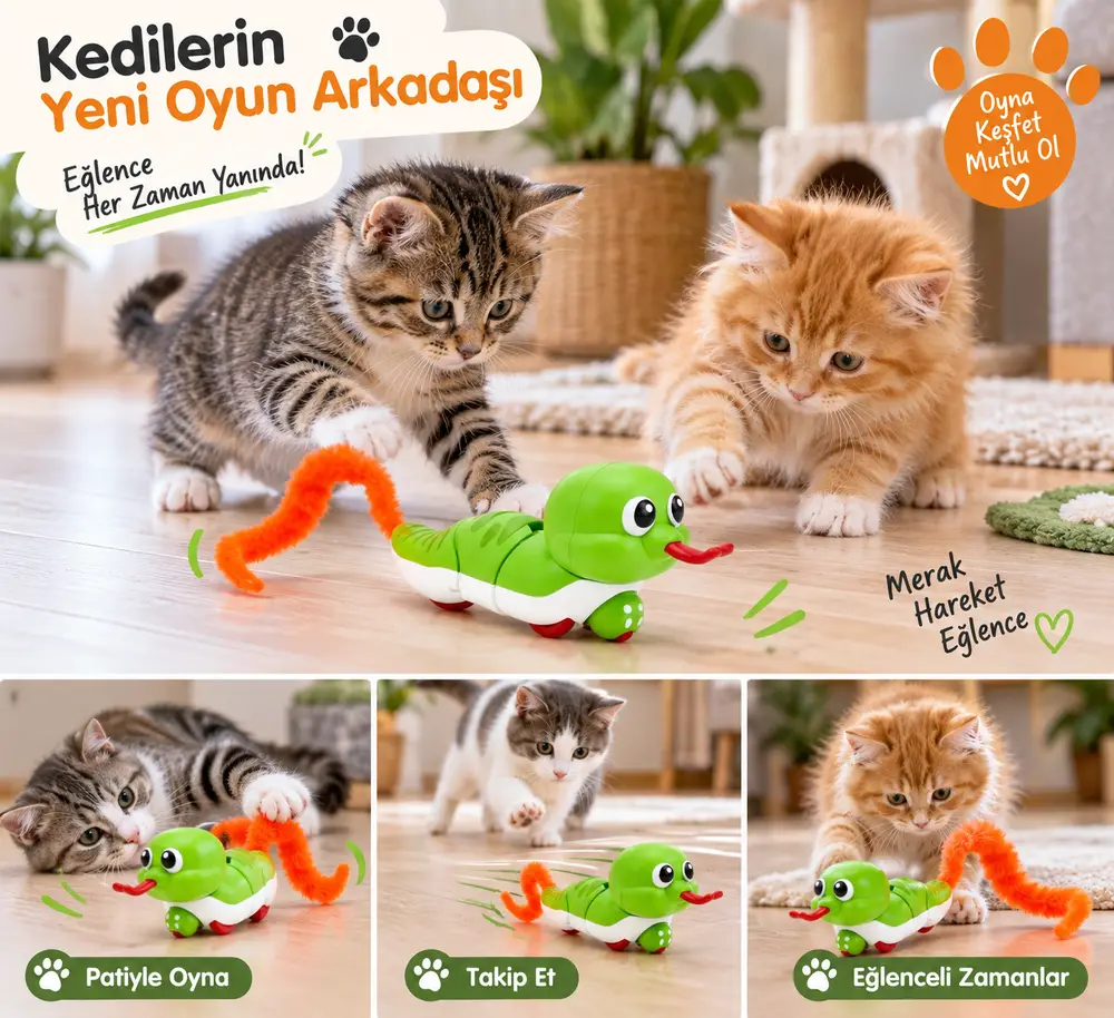 Kurmalı Hareketli Tekerlekli Komik Yılan Karışık Renkli 13 cm -30 cm 4