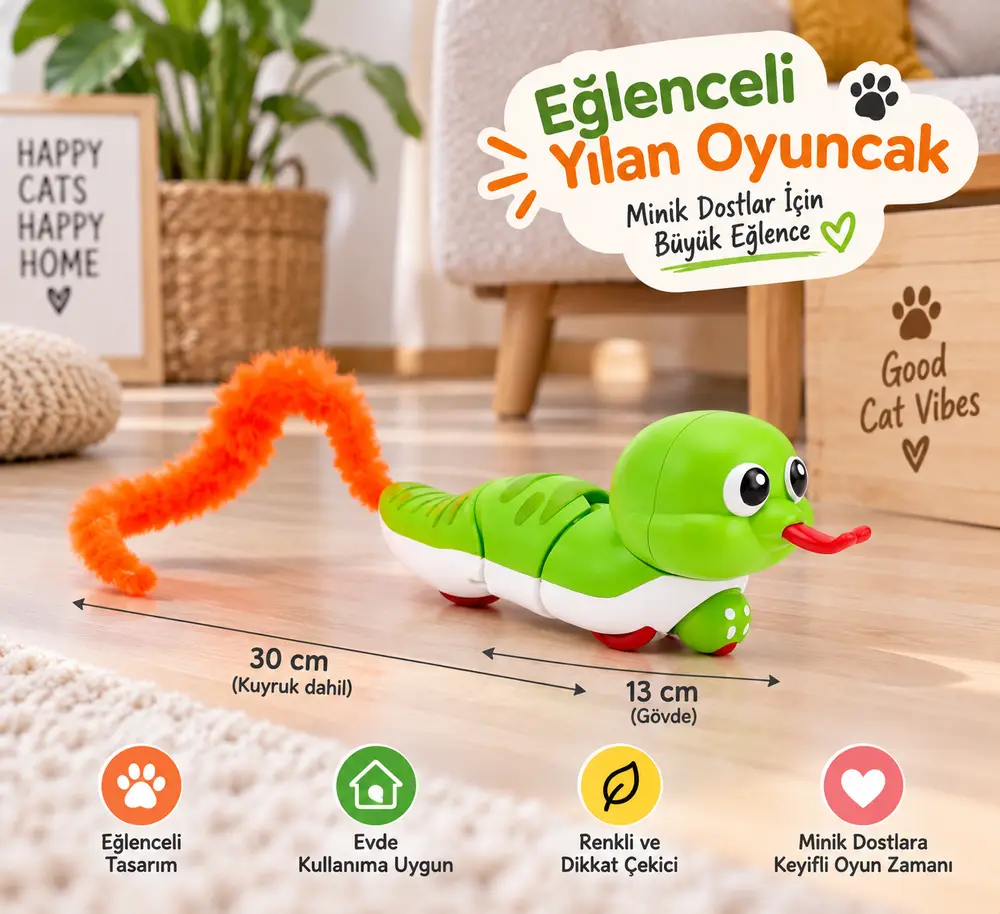Kurmalı Hareketli Tekerlekli Komik Yılan Karışık Renkli 13 cm -30 cm 3