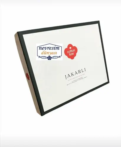 Çift Kişilik Jakarlı Saten Nevresim Takımı Leaf Buz Misi