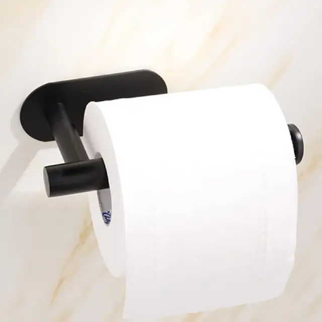 Kendinden Yapışkanlı Tuvalet Kağıtlığı – Mat Siyaodern Banyo Rulo Askısı 3