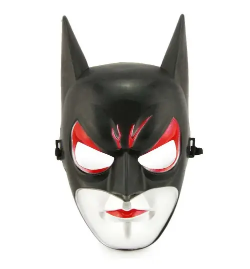 Kırmızı Gözlü Siyah Batman Maskesi - Lastikli Batgirl Maskesi 28x17 cm