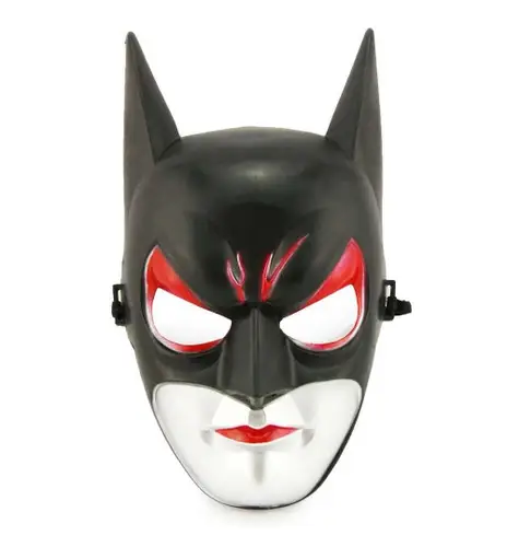 Kırmızı Gözlü Siyah Batman Maskesi - Lastikli Batgirl Maskesi 28x17 cm