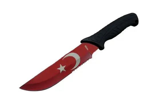 Ayyıldız MF032 RD Kırmızı Bıçağı 31cm - Testere Detaylı Bıçak, Kılıflı, Plastik Sap