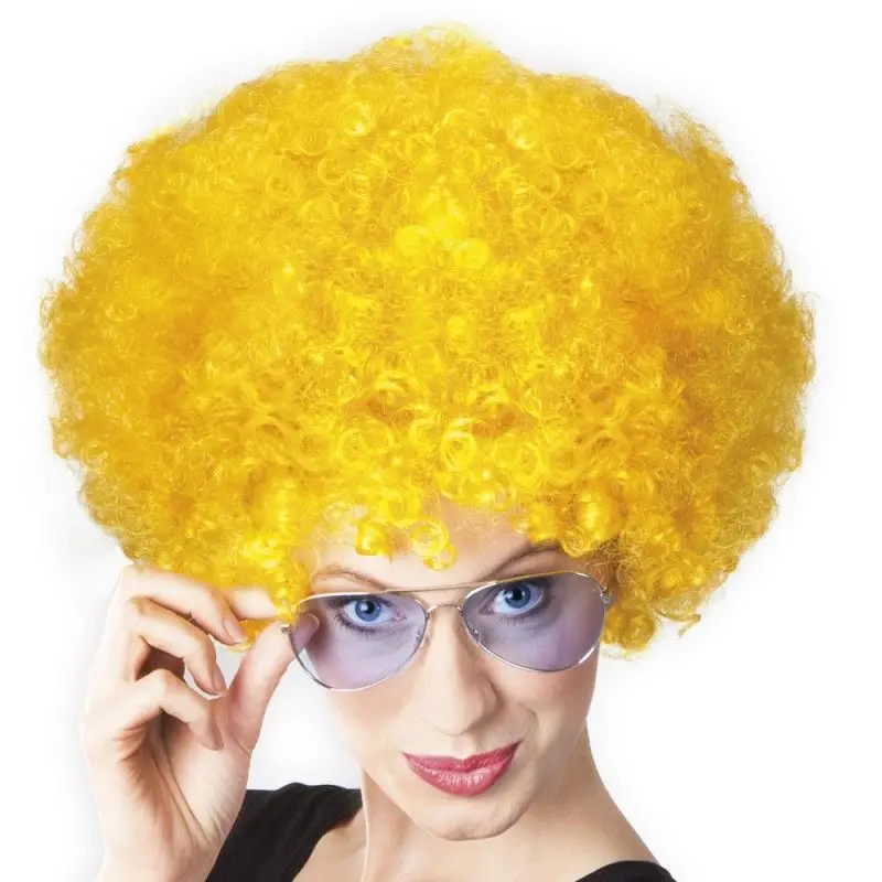 Sarı Renk Kıvırcık Afro Bonus Peruk 3