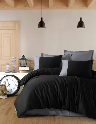 Butik Serisi Çift Kişilik Nevresim Takımı Pure V1 Siyah