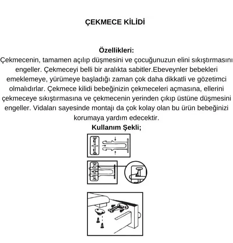 Bebek Çuk Koruma Kilidi - Dolap Çekmece Kilidi Sürü Kilit 5