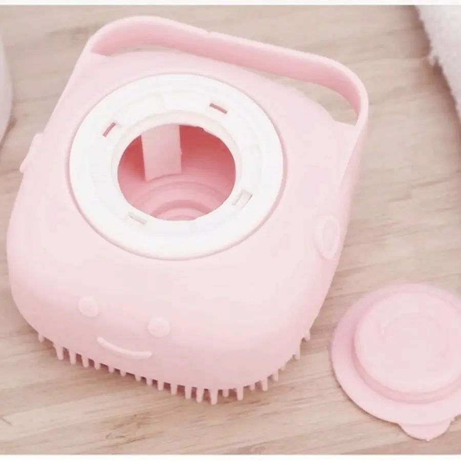 Şampuan Hazneli Kedi Köpek  Duş Fırçası 11 cm Pembe 3